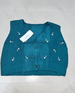 Cherry Embroidered Knit Vest