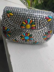 Boho Embellished Clutch with Chain