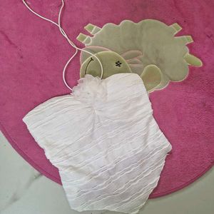 Sheer White Strapless Ruched Crop Top