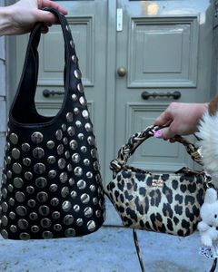 Chic Black Studded Shoulder Bag