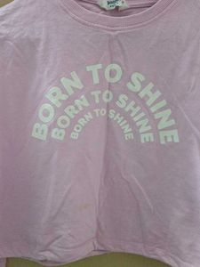 Pink Cropped "Born to Shine" Sweatshirt
