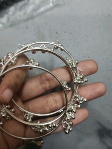 Silver Toned Bangles with Bells