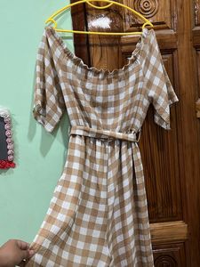Checkered Off-Shoulder Jumpsuit