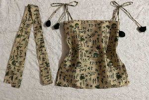 vintage Ethnic Print Camisole Top with scarf