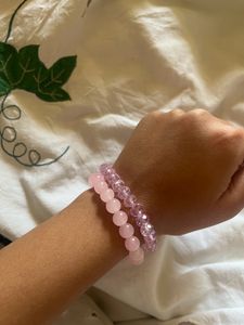 Two pink  pearl bracelet