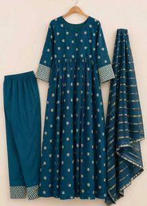 Exclusive Teal Embroidered Kurta Set with Dupatta