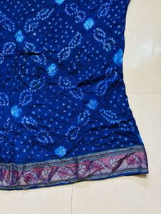 Beautiful Blue Bandhani Saree