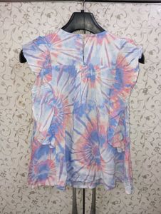 Tie-Dye Ruffle Sleeve Top