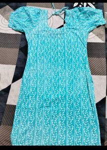Aqua Blue Printed Kurta