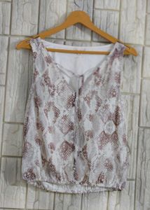 Sheer Snake Print Sleeveless Top