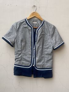 Stylish Grey & Navy Ethnic Blouse