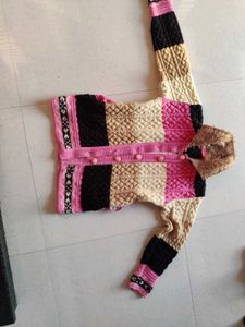 Patchwork Knit Hooded Cardigan