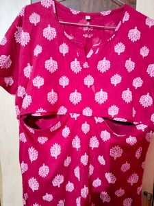 Zeyo Red&amp;Pink Floral Print Maternity&amp;Feeding Top