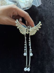 Sparkling Wing Hair Claw Clip with Pearls
