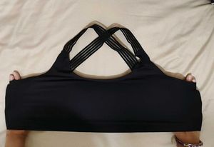 Padded Black Sports Bra with Criss-Cross Straps
