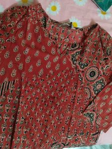 Red Printed Kurta