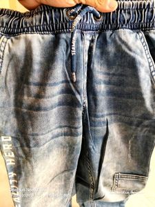 7-8 Yrs, 22" Waist Kids Blue Denim Cargo Joggers