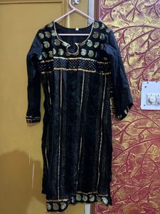 Black Kurta with Gold Embellishments