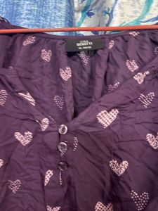Cute Purple Heart Print Tunic Top