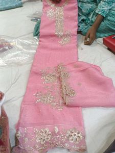 Elegant Pink suit Set with Embroidery