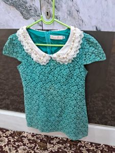 Elegant Lace Dress with Pearl Collar