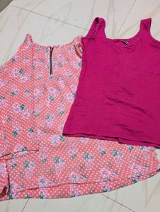 Cute Pink Floral Top &amp; Pants Set