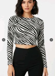 Trendy Zebra Print Long Sleeve Top