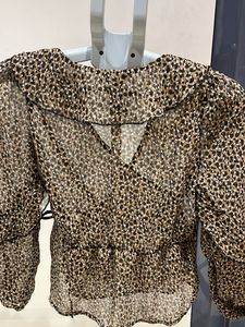 Animal Print Wrap Top