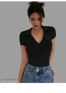 Chic V-Neck Collared Top