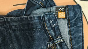 Dark Wash Slant Brand Denim Jeans
