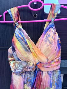 Paded Flowy Butterfly Print Maxi Dress