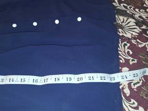 Navy Blue Blouse with Lace Collar