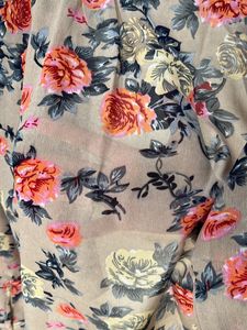 PURYS Beige Coloured Semi Formal Floral Full Sleeves Semi Sheer Shirt