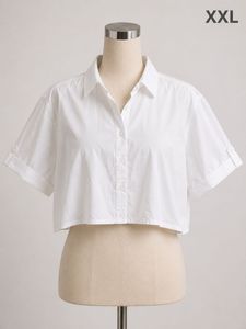 Women's White Cropped Button-Up Shirt
