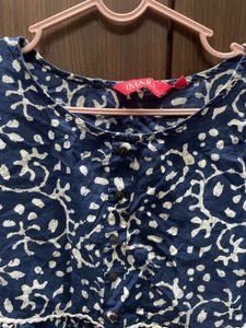 Blue &amp; White Block Print Kurti