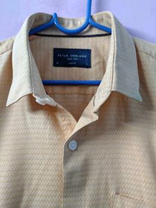 Men's Yellow Textured Dress Shirt
