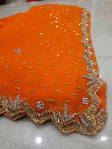 Orange Embroidered Saree