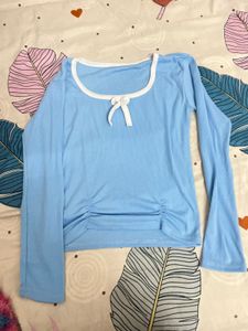 Cute Blue Long Sleeve Top