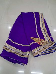 Beautiful Purple Saree with Golden Border