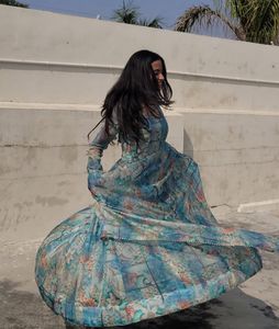 Floral Print Anarkali Kurta Set