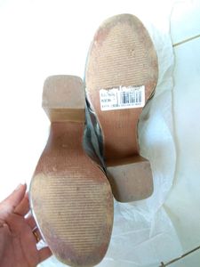 Red Tape Silver Block Heels
