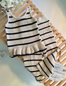 Cream & Black Striped Peplum Tank Top