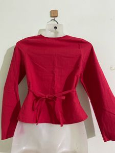 Red V-neck Tops