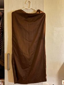 Brown Satin Skirt - Elegant & Chic