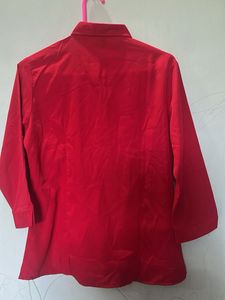 Chic Red Button-Down Shirt