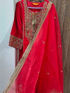 Beautiful Orange Embroidered Kurta Set