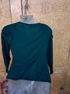 Chic Ruffled Dark Green Top