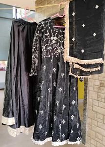 Balck lehenga with long frock 🖤