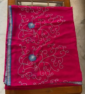 Pink Embroidered Saree