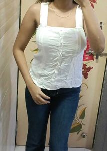 Chic White Button-Up Tank Top
